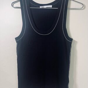 Zara Black Top with White Accents